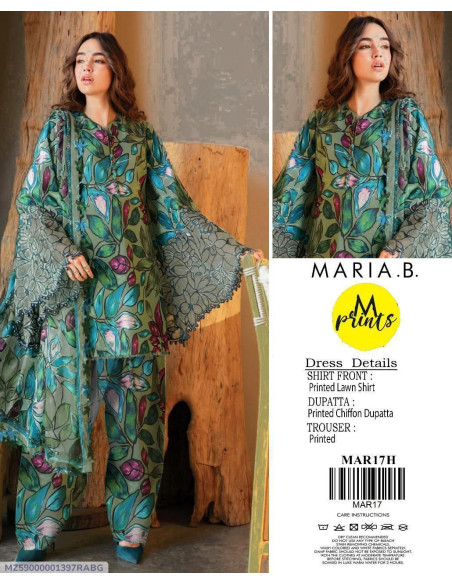 3 Pcs Women's Unstitched Printed Suit