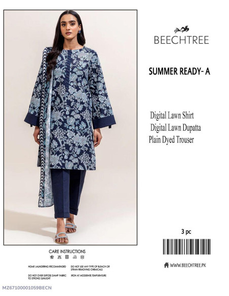 3 Pcs Women's Unstitched Printed Suit