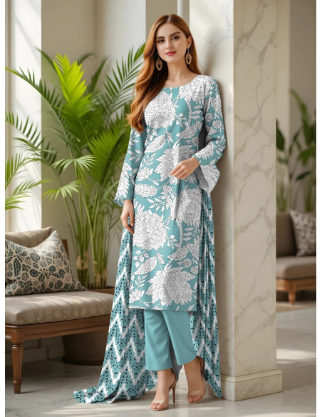 3Pce Unstiched Lawn Printed suits
