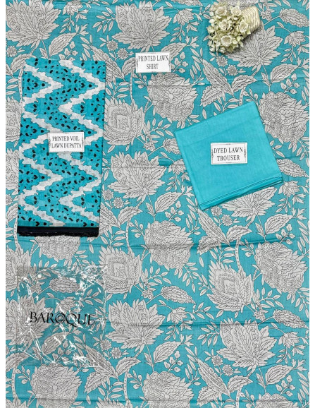 3Pce Unstiched Lawn Printed suits