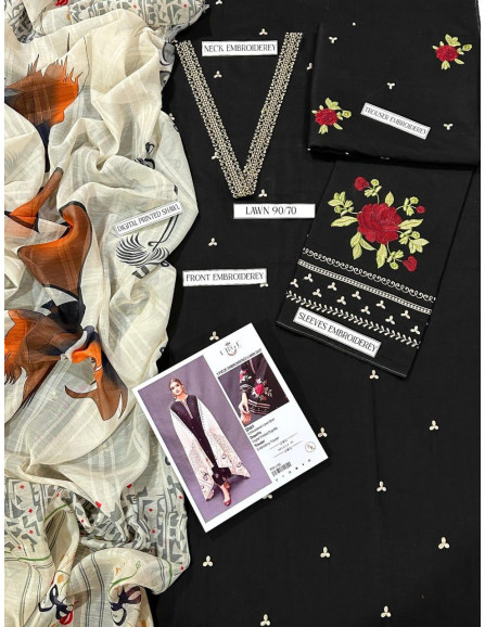 2Pce Khaddar Embroidered Unstitched suit