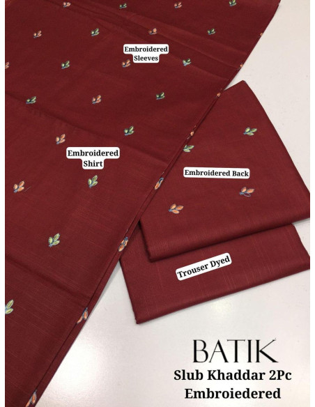 3pce Khaddar Embroidered  Unstitched-fabric suit