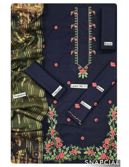 3pce Khaddar Embroidered...