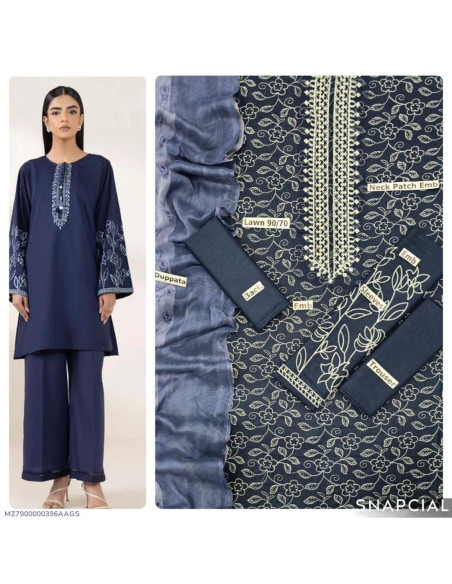 3pce Khaddar Embroidered  Unstitched-fabric suit