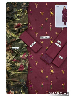 3pce Khaddar Embroidered...