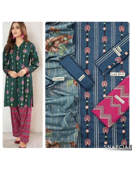 3pce Khaddar Embroidered...