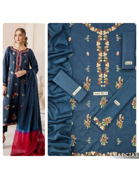 Copy of 3pce Khaddar Embroidered  Unstitched-fabric suit