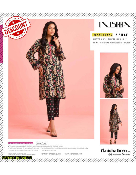 2 pce lawn Unstitched Suit 