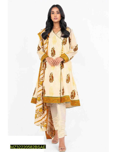 3 Pcs Women's Unstitched lawn suite