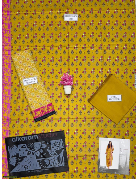  3 Pcs Women's Unstitched lawn suite