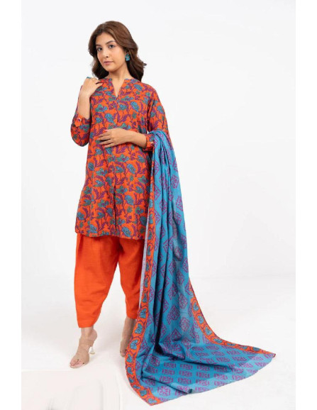 3 Pcs Women's Unstitched lawn suite