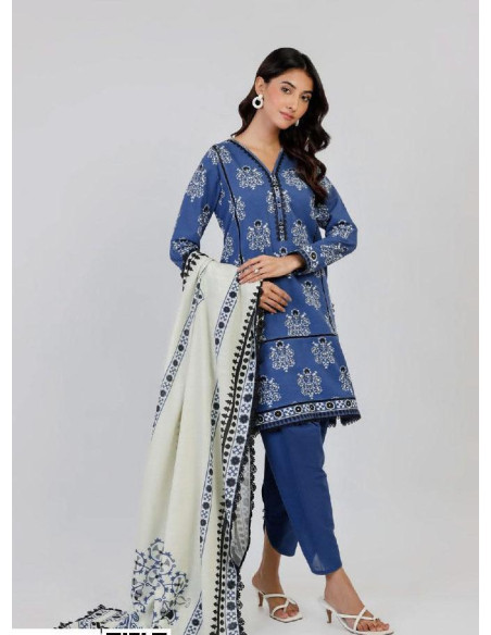 3 Pcs Women's Unstitched lawn suite