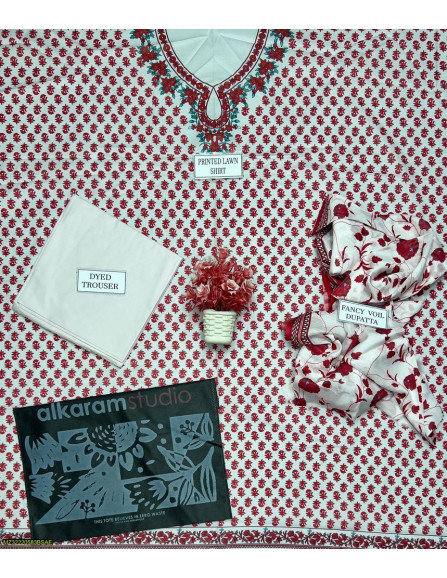 3 Pcs Women's Unstitched lawn suite