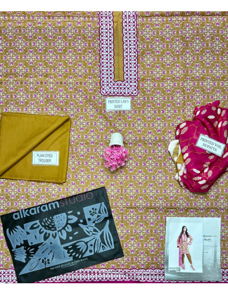 3 Pcs Women's Unstitched lawn suite