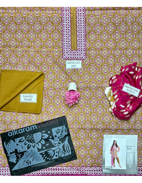 3 Pcs Women's Unstitched lawn suite