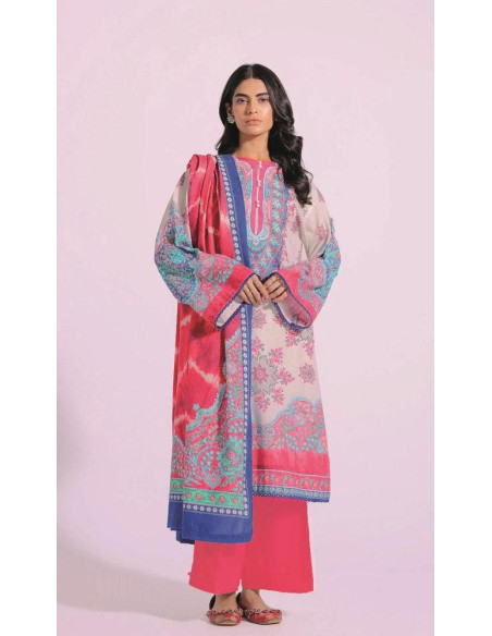 3 Pcs Women's Unstitched Khaddar Printed suit