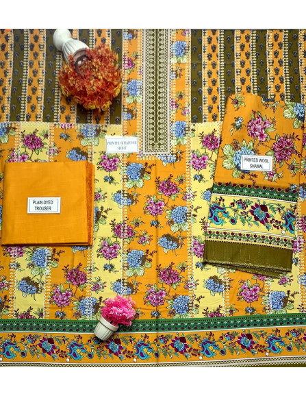  3 Pcs Women's Unstitched Khaddar...