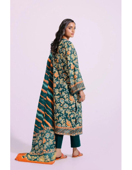 3 Pcs Women's Unstitched Khaddar Printed suit