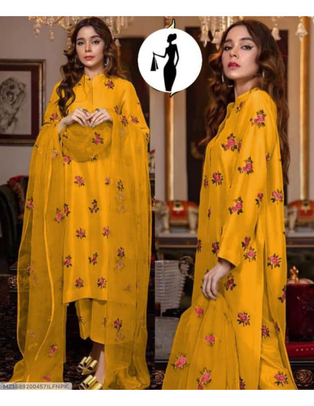 3 Pcs Women's Stitched Silk...