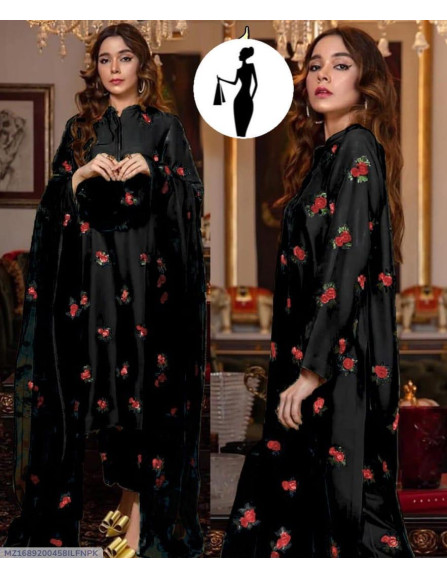 3 Pcs Women's Stitched Silk...