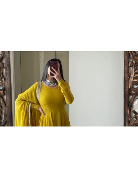 3 Pce Woman Stitched chiffon plain maxi  