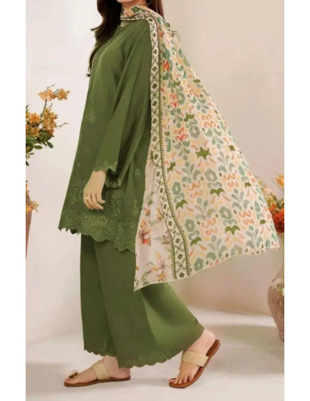 3 pcs woman unstitched ChikanKari...