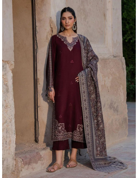 3 Pcs Women's lawn Unstitched Embroidered Suit