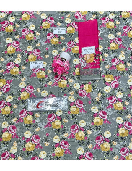 3 Pcs Women's Unstitched Lawn Printed...