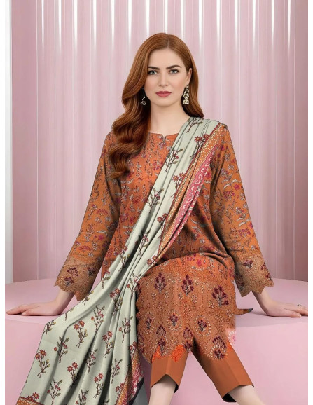 3 Pcs Women's Unstitched Lawn Printed...