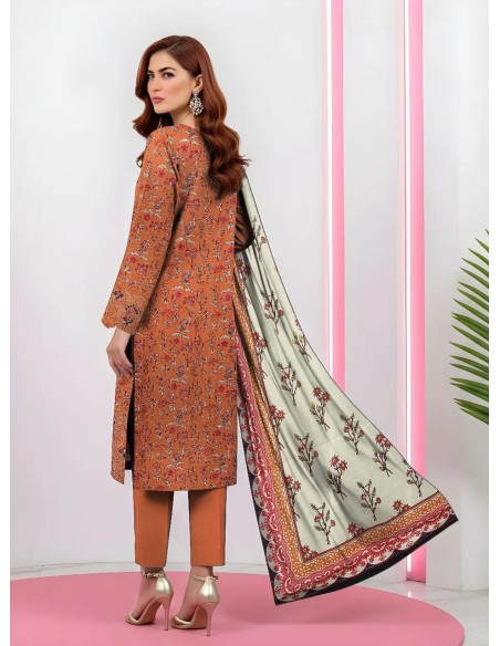 3 Pcs Women's Unstitched Lawn Printed Suit