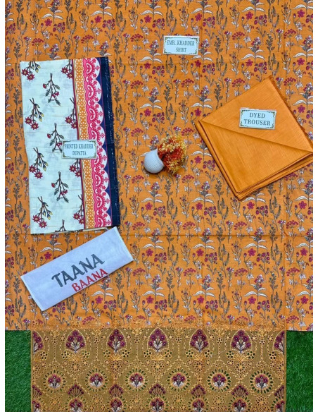 3 Pcs Women's Unstitched Lawn Printed Suit