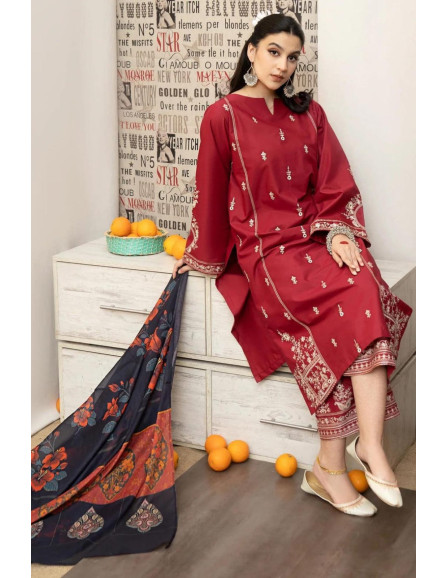 3 Pce Women's Unstiched Embroidered...