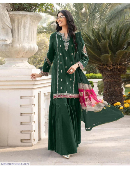 3 Pce Women's Unstitched Embroidered...