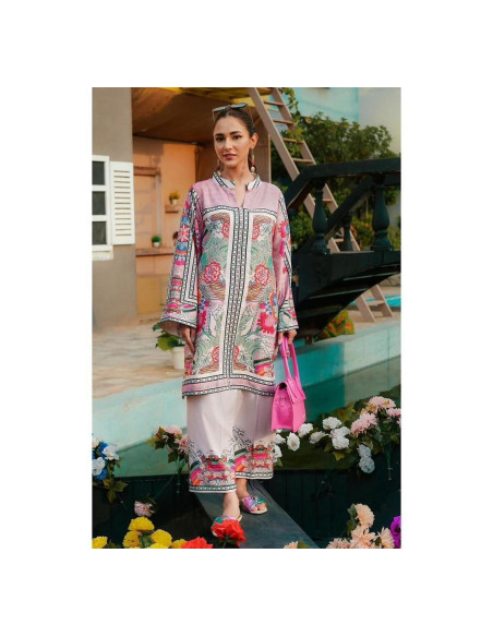 Women's Stitched Khaddar Printed Shirt and Trouser Set - Digital Print Design