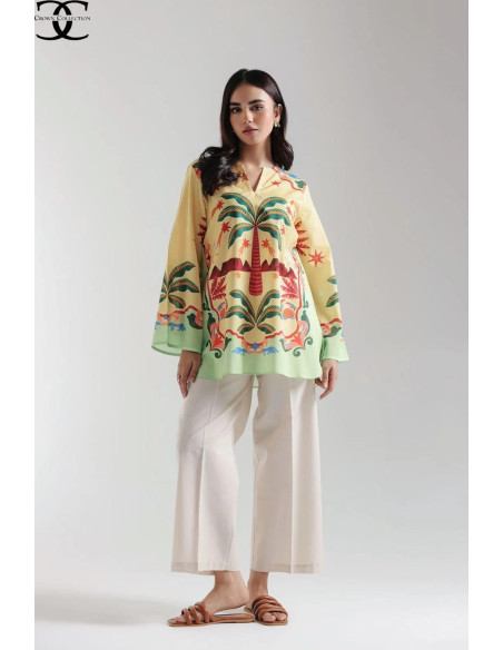 1 PC woman stitched Lawn digital print 🐾