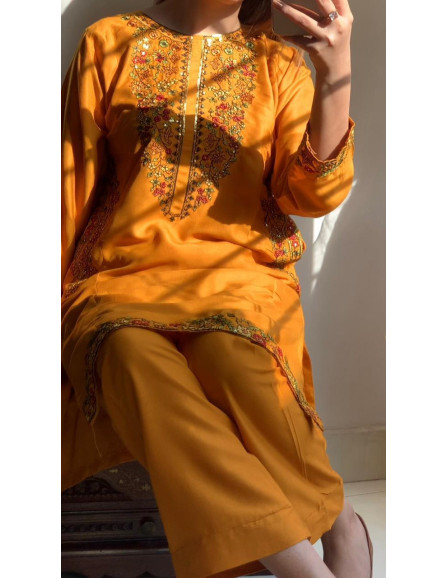 Chic Woman Stitched Embroidered Shirt...