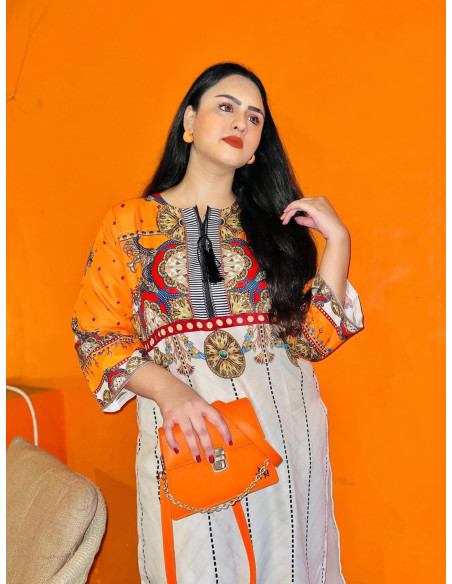 2 Pcs Women's Stitched Swiss Lawn Printed Shirt and trouser 