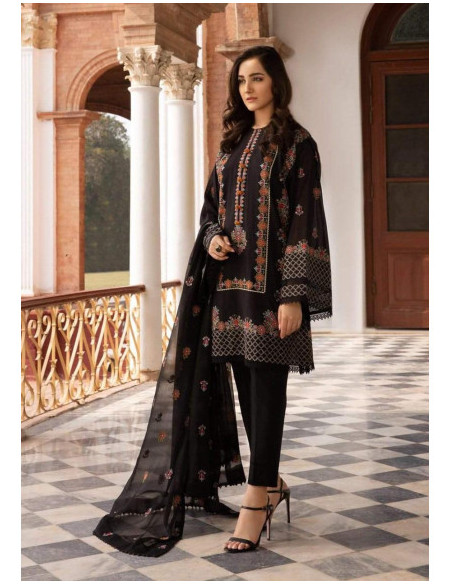 3 Pcs Women's Unstitched Embroidered Suit