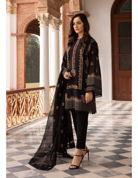 3 Pcs Women's Unstitched Embroidered Suit