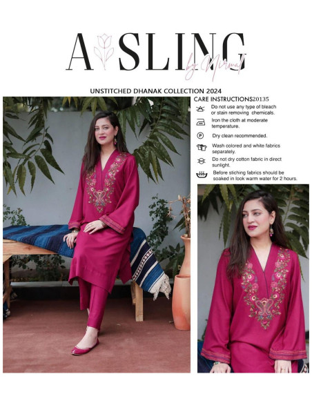 2 Pcs Women's Unstitched Embroidered Suit