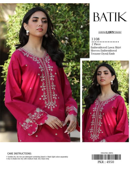 2 Pcs Women's Unstitched Embroidered Suit