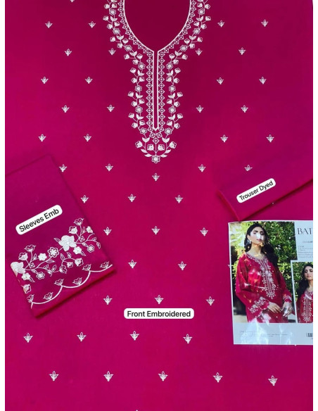 2 Pcs Women's Unstitched Embroidered Suit