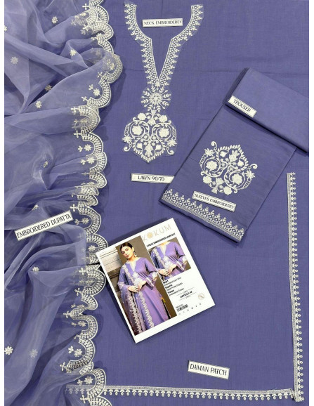 3 Pcs Women's Unstitched Embroidered...