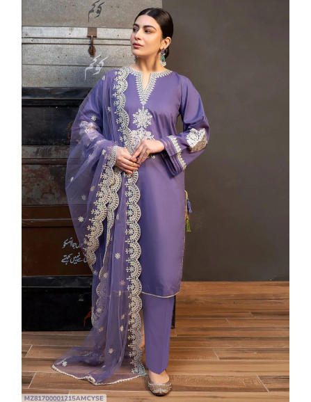 3 Pcs Women's Unstitched Embroidered...