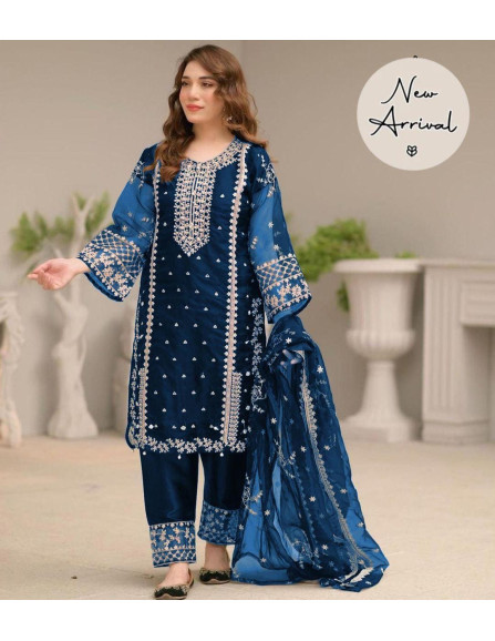 3 Pcs Women's stitched Embroidered...