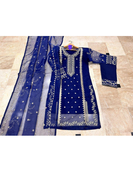3 Pcs Women's stitched Embroidered...