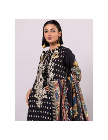 Khaadi Black Khaadi Fabric Unstitched 3 Piece