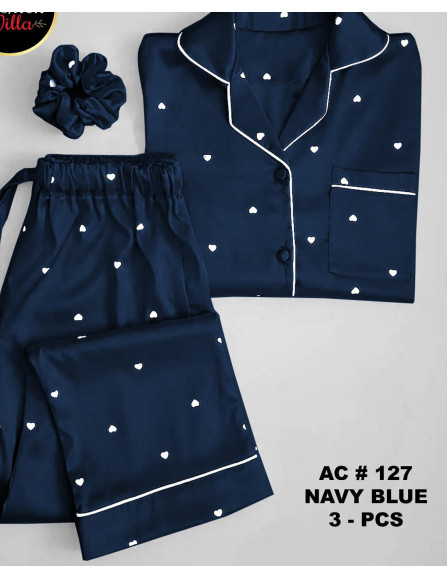 Silk night suit for women With Ponytail