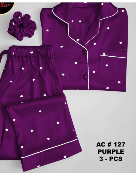 Silk night suit for women With Ponytail