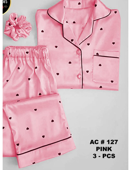 Silk night suit for women With Ponytail